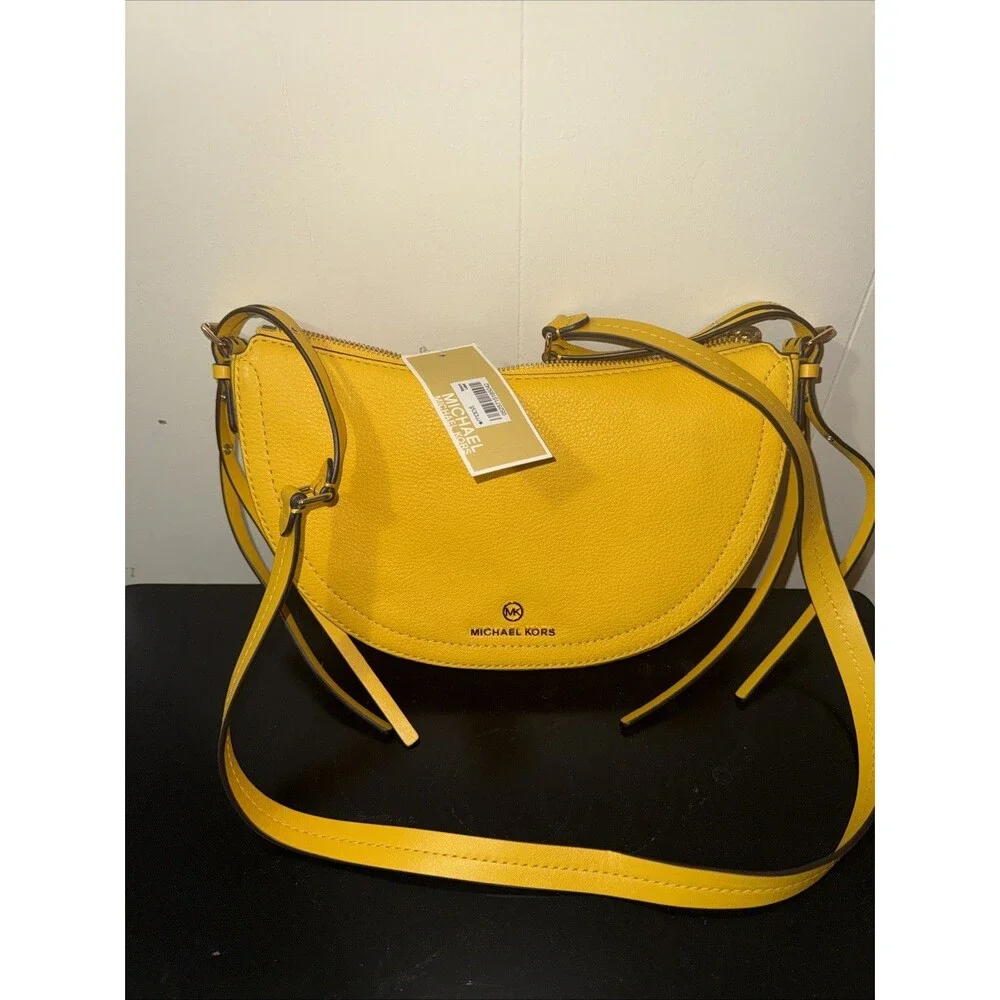 MICHAEL KORS Camden Leather Crossbody Convertible Bag Sunflower , M New With Tag